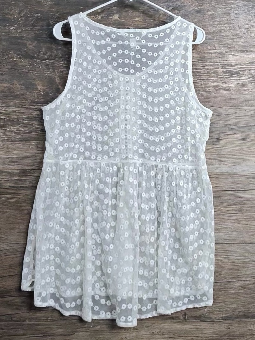 LC Lauren Conrad White Eyelet Tank with Black Trim - Picture 2 of 10